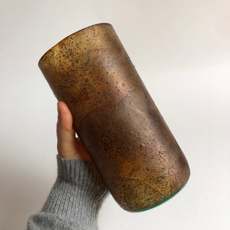 Upcycled Wine Bottle Lantern - Peach Edition