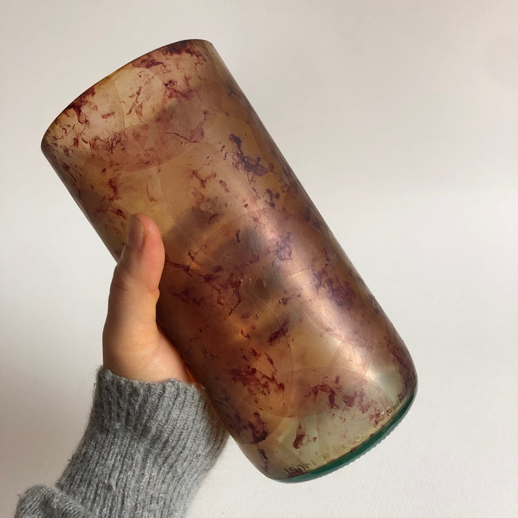 Upcycled Wine Bottle Lantern - Blueberry Edition