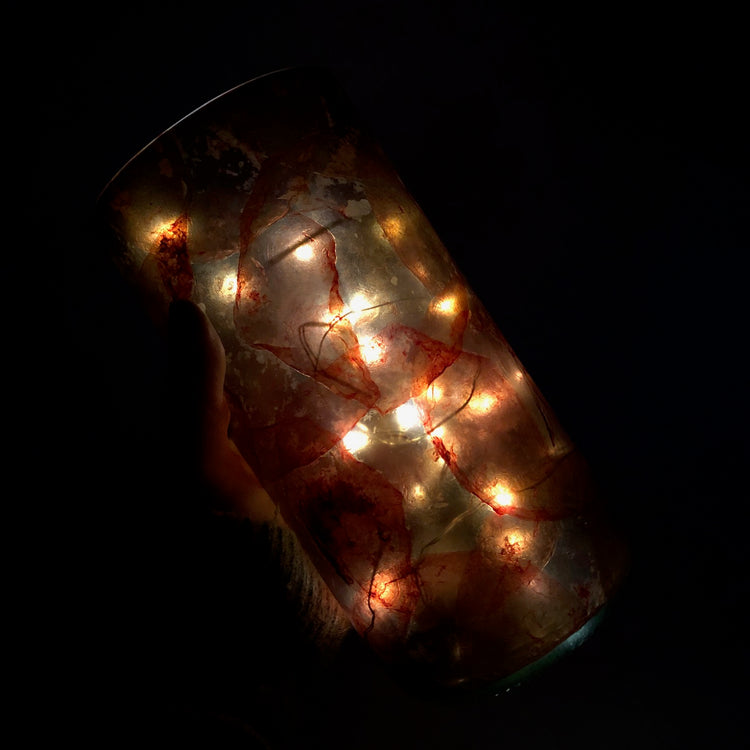Upcycled Wine Bottle Lantern - Beetroot Edition