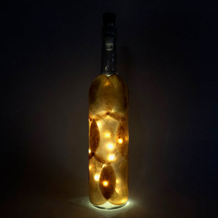 Upcycled Wine Bottle Lantern - Red Berries Edition
